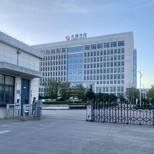 位于浙江台州椒江区的水晶光电总部，财联社记者拍摄